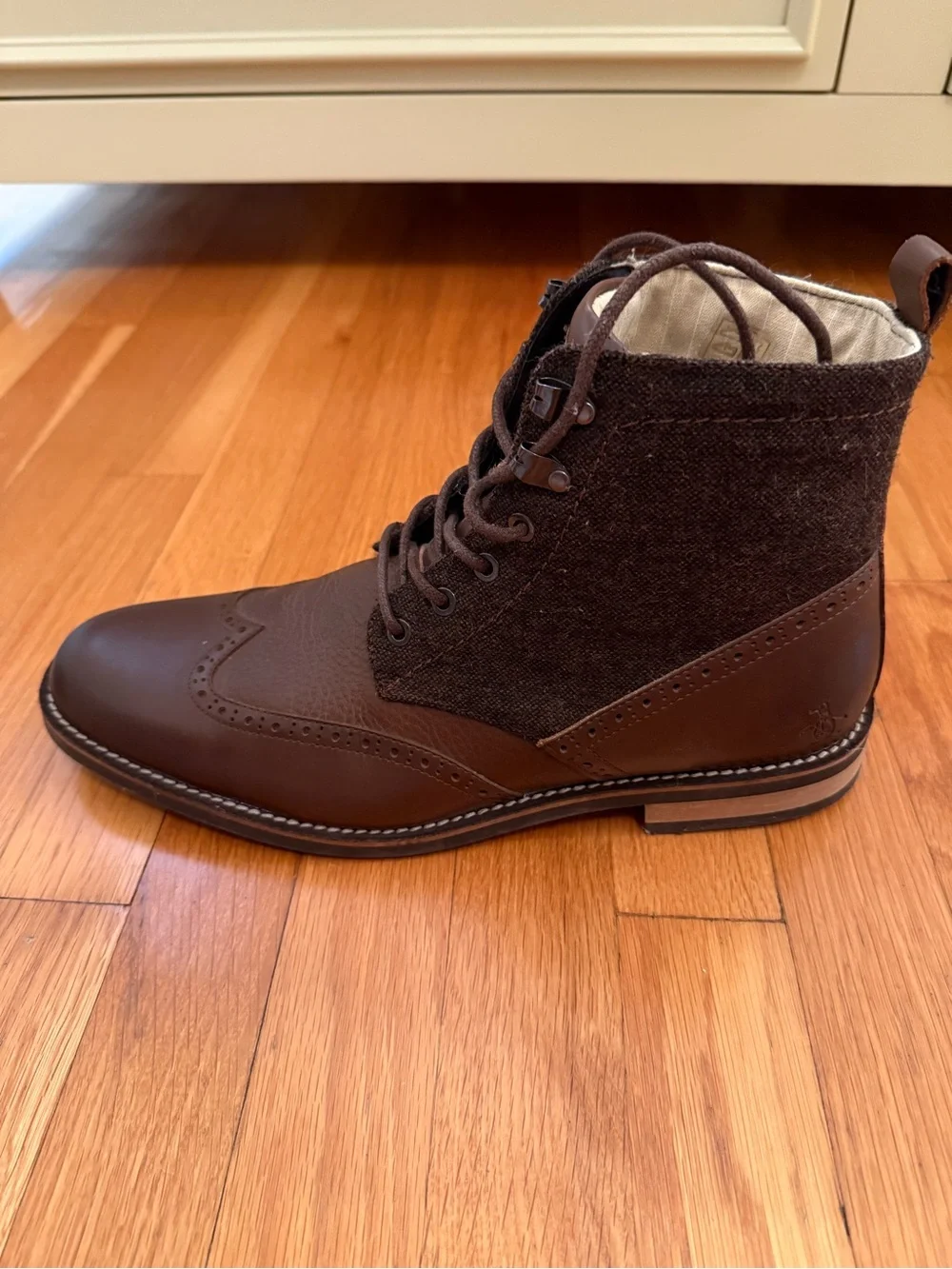 Original Penguin Nathan Wingtip Boots - Brown Tweed & Leather, Men’s Size 12